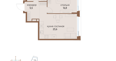 1-к. квартира, 51&nbsp;м²