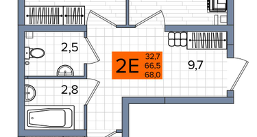 2-к. квартира, 68&nbsp;м²
