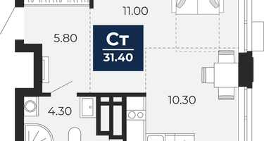 Студия, 31&nbsp;м²