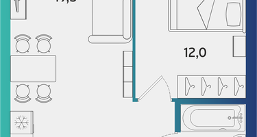 1-к. квартира, 39&nbsp;м²