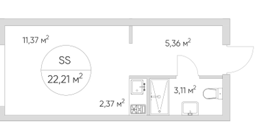 Студия, 22&nbsp;м²