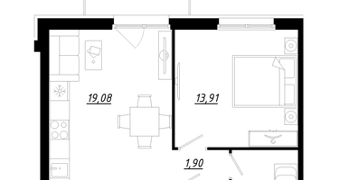 1-к. квартира, 45&nbsp;м²