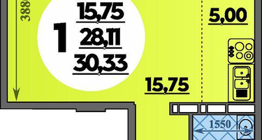 Студия, 30 м²