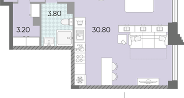 1-к. квартира, 43 м²