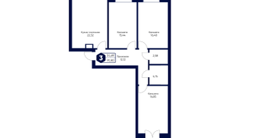 3-к. квартира, 91&nbsp;м²