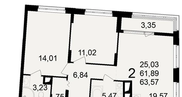 2-к. квартира, 61&nbsp;м²