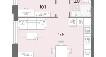 Студия, 36 м²