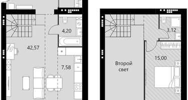 2-к. квартира, 64&nbsp;м²