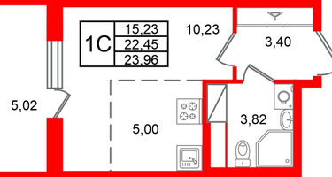 Студия, 22&nbsp;м²