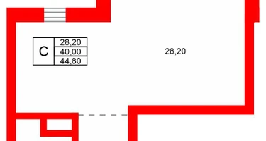 Студия, 44 м²