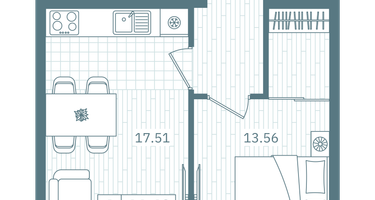 1-к. квартира, 44&nbsp;м²