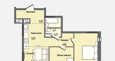 1-к. квартира, 58 м²