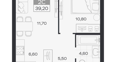 2-к. квартира, 39 м²