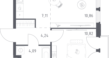 Студия, 37&nbsp;м²