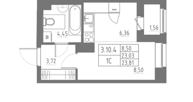 Студия, 23&nbsp;м²
