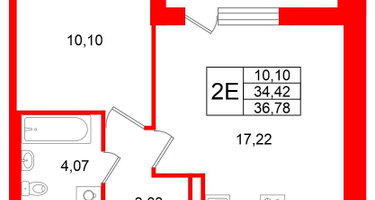 1-к. квартира, 34&nbsp;м²