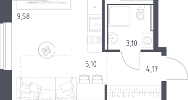 Студия, 21&nbsp;м²