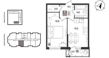 1-к. квартира, 41&nbsp;м²