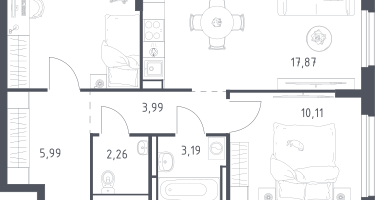 2-к. квартира, 54&nbsp;м²