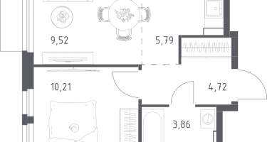 Студия, 34&nbsp;м²