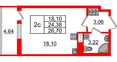 Студия, 24 м²