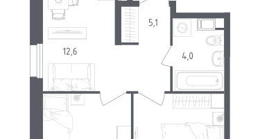 2-к. квартира, 41&nbsp;м²