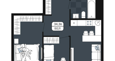 Студия, 50&nbsp;м²
