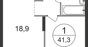 1-к. квартира, 41&nbsp;м²