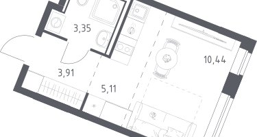 Студия, 22&nbsp;м²