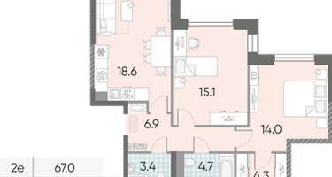 Студия, 67 м²