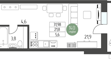 Студия, 31&nbsp;м²
