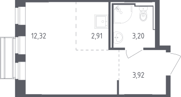 Студия, 22&nbsp;м²