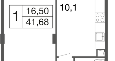 1-к. квартира, 41&nbsp;м²