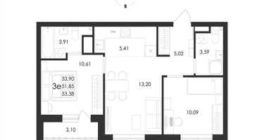 3-к. квартира, 53&nbsp;м²