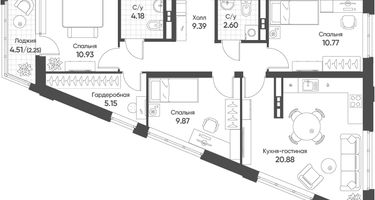 3-к. квартира, 76&nbsp;м²