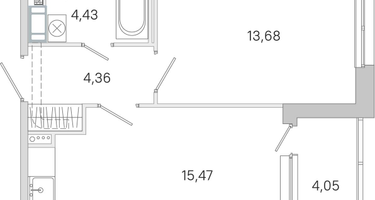 1-к. квартира, 39 м²