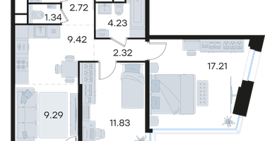 2-к. квартира, 60&nbsp;м²