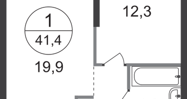 1-к. квартира, 41 м²