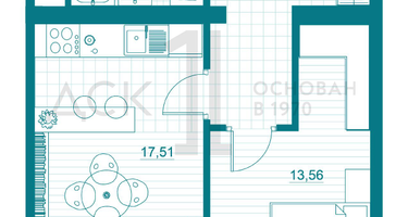 1-к. квартира, 44&nbsp;м²