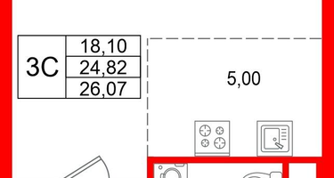 Студия, 24&nbsp;м²