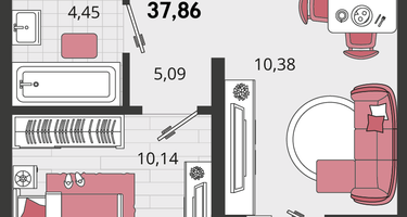 2-к. квартира, 37&nbsp;м²
