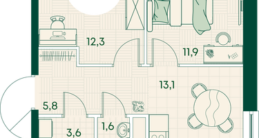 2-к. квартира, 48&nbsp;м²