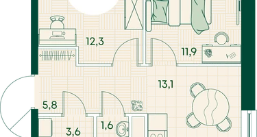 2-к. квартира, 48&nbsp;м²