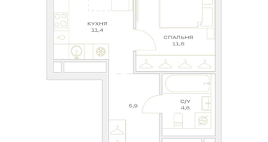 1-к. квартира, 33&nbsp;м²