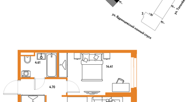 1-к. квартира, 46&nbsp;м²