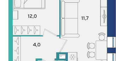 2-к. квартира, 41 м²