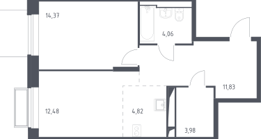 Студия, 51&nbsp;м²