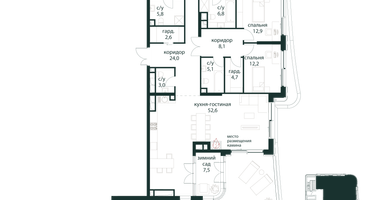 4-к. квартира, 208&nbsp;м²