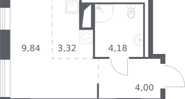 Студия, 21&nbsp;м²