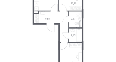 2-к. квартира, 57&nbsp;м²